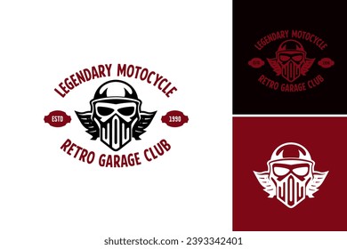 The logo for legendary motorcycle pro garage club is a powerful and iconic design suitable for motorcycle clubs, garage businesses, and related industries. It exudes a sense of expertise and prestige.