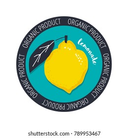 Logo of lemonade isolated on white background. Vector illustration template for organic citrus product