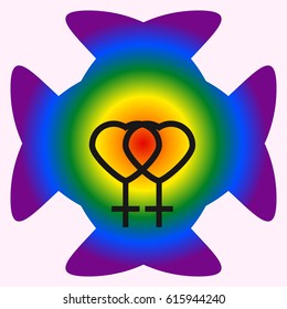 Logo of lesbians with different colors separately