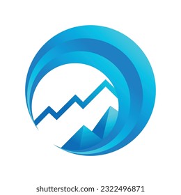 
logo leter o dengan combinasi warna biru , icon gunung dan diagram 
letter o logo with blue color combination, mountain icon and diagram