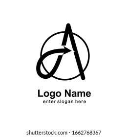plantilla de logotipo profesional. letra logo a, flecha y forma de círculo. vectoriales 10.