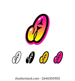 Logo letter A, graffiti alphabet font, set of four different art symbol for your brand name design, vector illustration 10 EPS