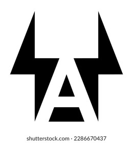 Logo-Buchstabe a, Blitze mit elektrischer Bolzenenergie Buchstabe a