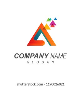 logo letter a, triangle logo with the letter a accompanied by a small triangle, technology icon + application symbol