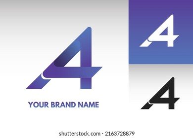 Logo Letter A A4 4A 4 modern simple monogram Style Design Vector in Gradient and monochrome color editable 