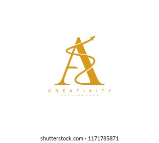 Logo Letter A Abstract Elegant Linear with Arrow Vector