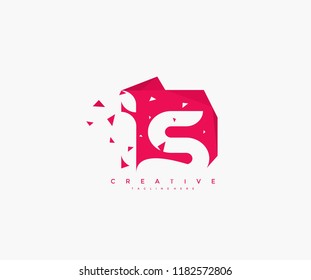 Logo Letter IS Abstract Origami Rectangle Shape with Triangle Pixel