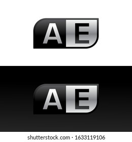 Logo letter AE with two different sides. Negative or black and white vector template design vector