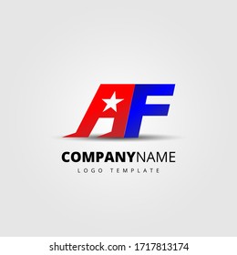 Logo Letter AF with star. Initial logo for any business company.