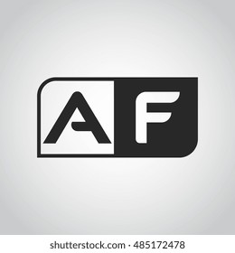 Logo letter AF with two different sides. Negative or black and white vector template design