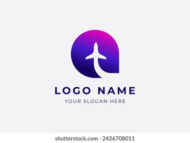 Logo Letter A and Airplane, Logo Combination Initial A and Plane, Simple Minimalist, Modern, Transportation. editable color