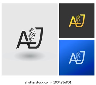 Logo letter AJ for garden logo with plants flower shape