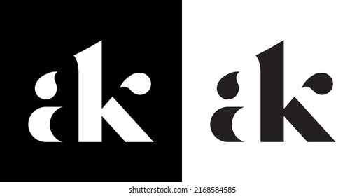 Logo letter AK serif modern elegant minimalism