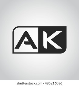 Logo letter AK with two different sides. Negative or black and white vector template design