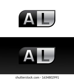 Logo letter AL with two different sides. Negative or black and white vector template design vector