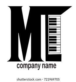 logo letter alphabet M and piano