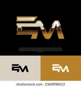 Logo Letter Alphabetic Initial EM Black Gold