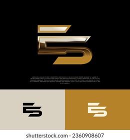 Logo Letter Alphabetic Initial ES Black Gold