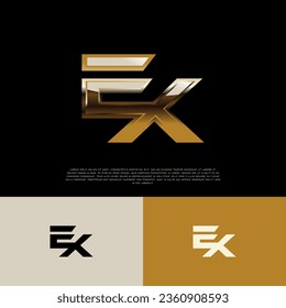 Logo Letter Alphabetic Initial EX Black Gold