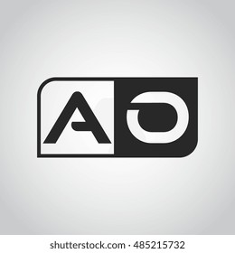 Logo letter AO with two different sides. Negative or black and white vector template design