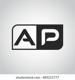 Logo letter AP with two different sides. Negative or black and white vector template design