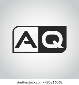 Logo letter AQ with two different sides. Negative or black and white vector template design