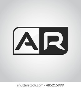 Logo letter AR with two different sides. Negative or black and white vector template design