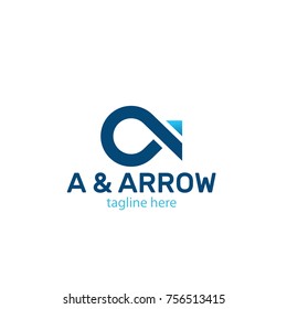 logo letter A and arrow for real estate agency, technology, store, magazines, shop, firm, business, consulting. Logotype vector illustration
