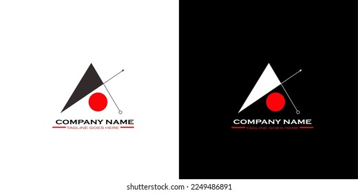 Logotipo con letras A y Flecha arriba en colores rojo, blanco y negro. Logo del vector.