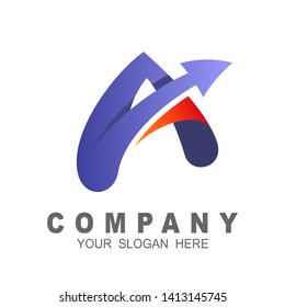 logo letter a , arrow and letter a with simple look, business symbol
