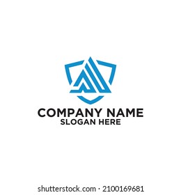 letra de logotipo AU, con un diseño triangular. logotipo abstracto. plantilla moderna