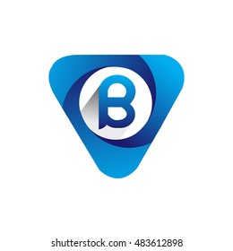 Logo letter B blue colored in the triangle shape, Vector design template elements for your application or company identity.