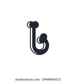 Logo letter B Bone black simple design template element with shadow and blank background