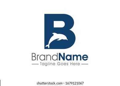 logo letter b dolphin isolsted icon