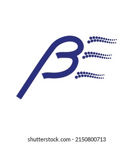 logo letter B + E , the shape of the flag fluttering , blue