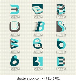Logo letter B element and Abstract web Icon and globe vector symbol. Unusual sign icon and sticker Set. Graphic design easy editable for Your design. Modern logotype icon.
