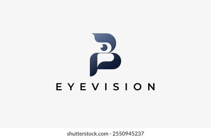 Logo Letter B and Eye Vision. Digital, visual with modern and minimalist concept. Editable file.
