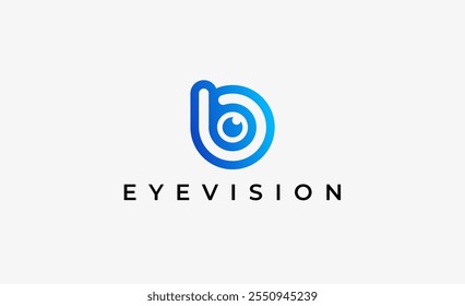 Logo Letter B and Eye Vision. Digital, visual with modern and minimalist concept. Editable file.