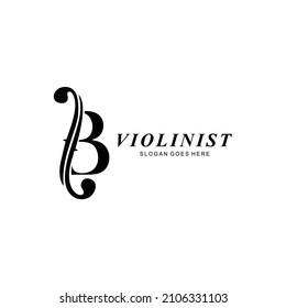 logo letter B and F-holes. violinist logo initials B. letter B logo violin character. letter B with violin hole