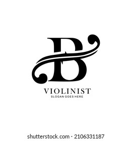 letra de logotipo B y F-hole. iniciales del logo violinista B. caracter de violín del logotipo de la letra B. letra B con agujero de violín