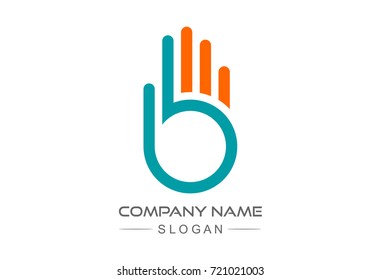 logo letter b flat hand safe icon