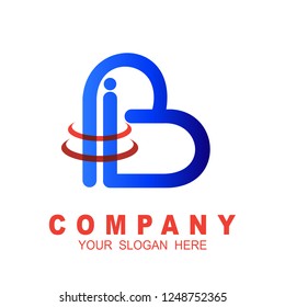 Logo letter b flat line icon, letter b and swoosh