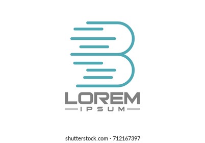 logo letter b flat line fast icon