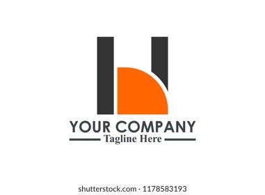 logo letter b and h square flat