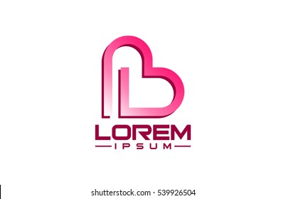 Logo Letter B Heart Love