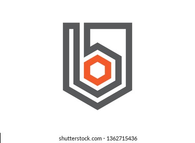 logo letter b hexagonal shield protection