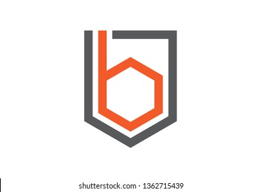 logo letter b hexagonal shield protection