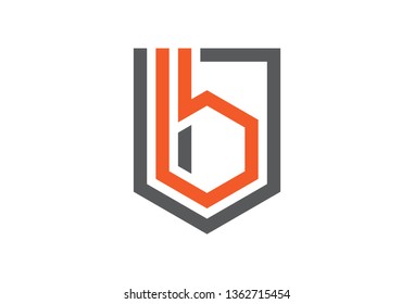 logo letter b hexagonal shield protection