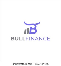 Logo letter B and horn bull for trading and accounting financial logo