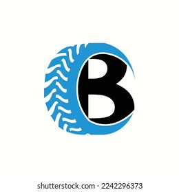 logo letter b with icon car tires vector design	